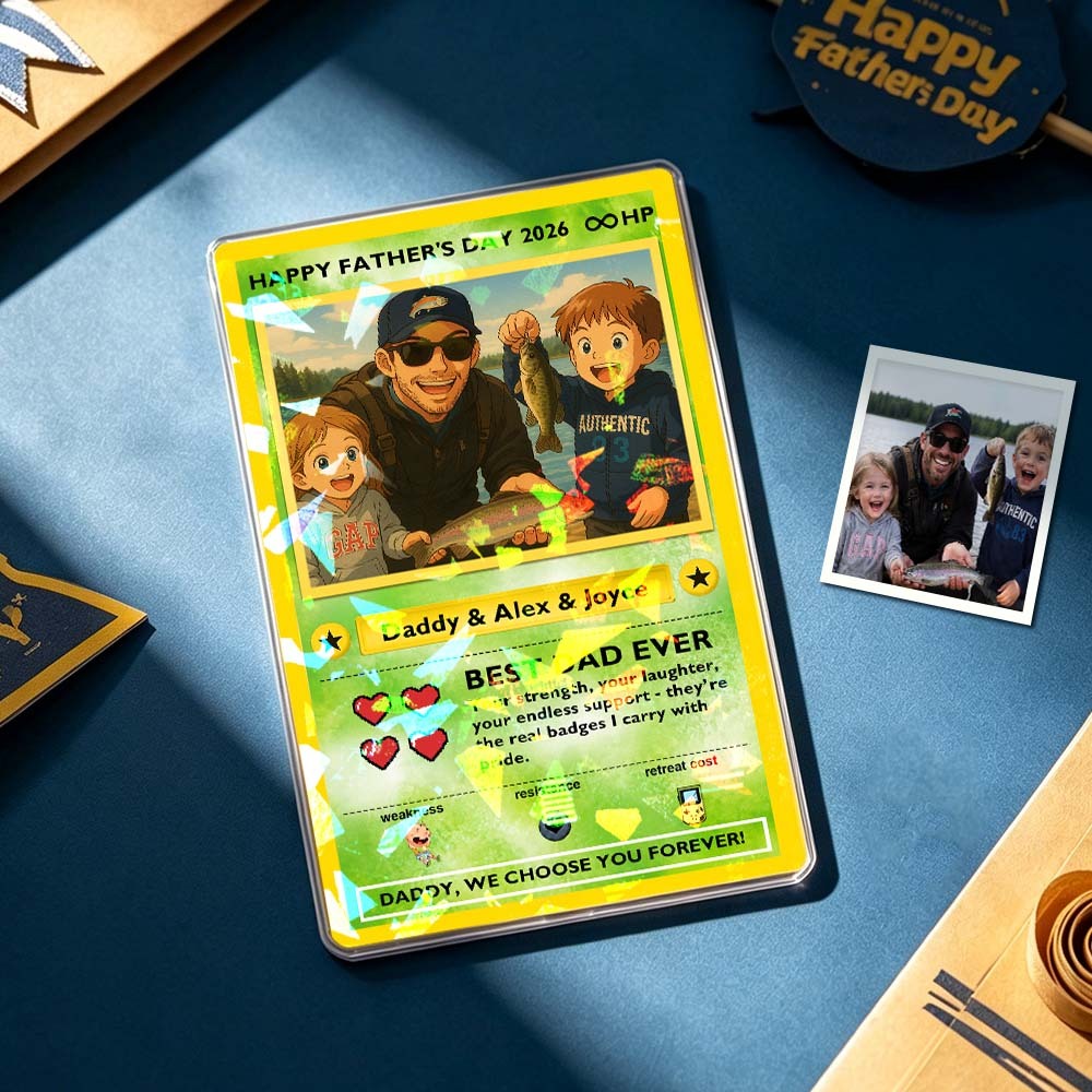 Custom Legendary Dad Love Trading Card – Custom Photo Father’s Day Gift for Dad, Unique Collectible TCG Style Card - myfacesockseu