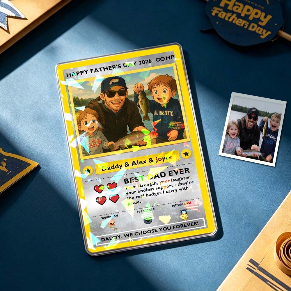 Custom Legendary Dad Love Trading Card – Custom Photo Father’s Day Gift for Dad, Unique Collectible TCG Style Card - myfacesockseu