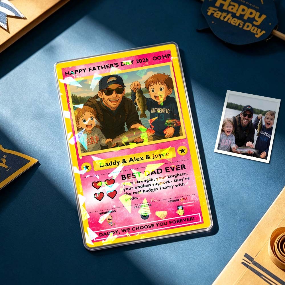 Custom Legendary Dad Love Trading Card – Custom Photo Father’s Day Gift for Dad, Unique Collectible TCG Style Card - myfacesockseu