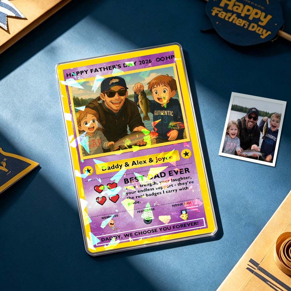 Custom Legendary Dad Love Trading Card – Custom Photo Father’s Day Gift for Dad, Unique Collectible TCG Style Card - myfacesockseu