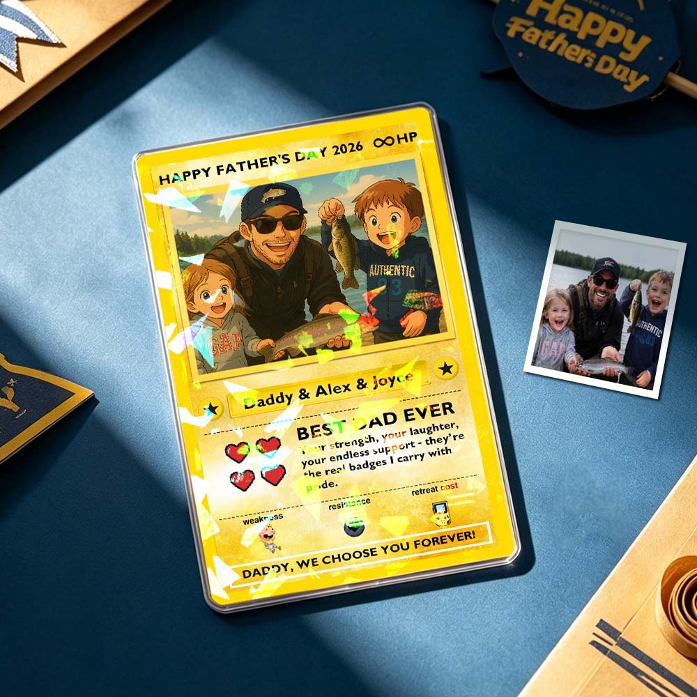 Custom Legendary Dad Love Trading Card – Custom Photo Father’s Day Gift for Dad, Unique Collectible TCG Style Card - myfacesockseu