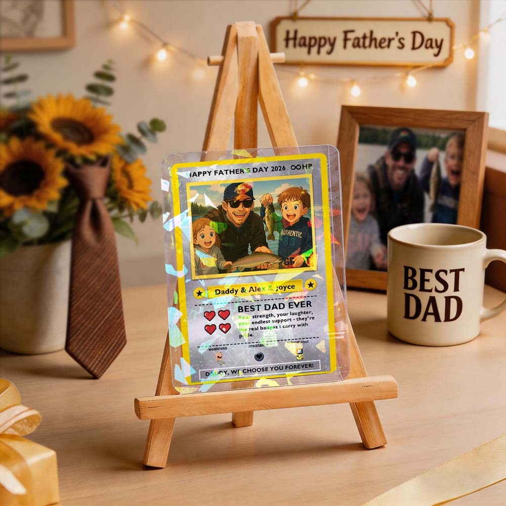 Custom Legendary Dad Love Trading Card – Custom Photo Father’s Day Gift for Dad, Unique Collectible TCG Style Card - myfacesockseu