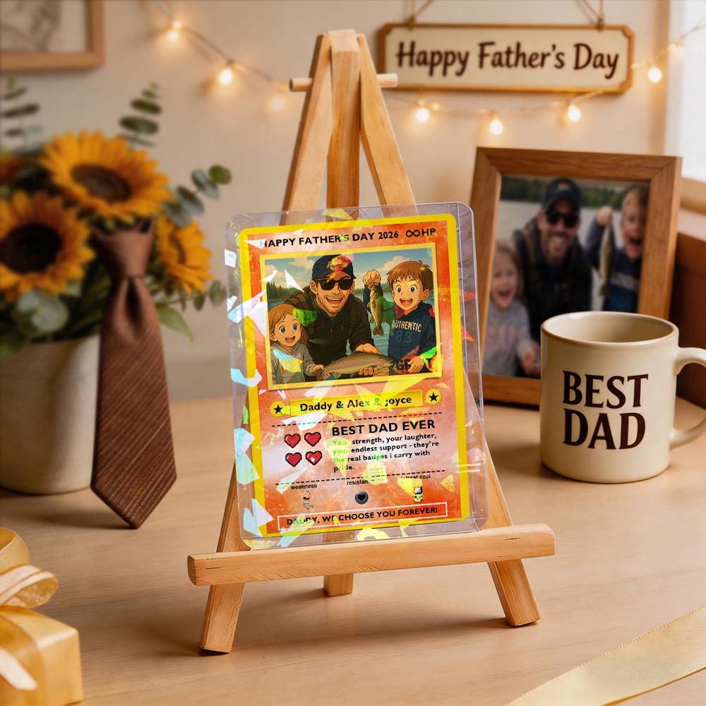 Custom Legendary Dad Love Trading Card – Custom Photo Father’s Day Gift for Dad, Unique Collectible TCG Style Card - myfacesockseu