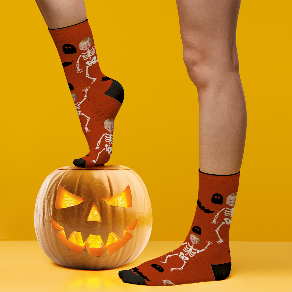 Custom Spooky Socks Personalized Halloween Face Socks for Friends & Family - myfacesockseu