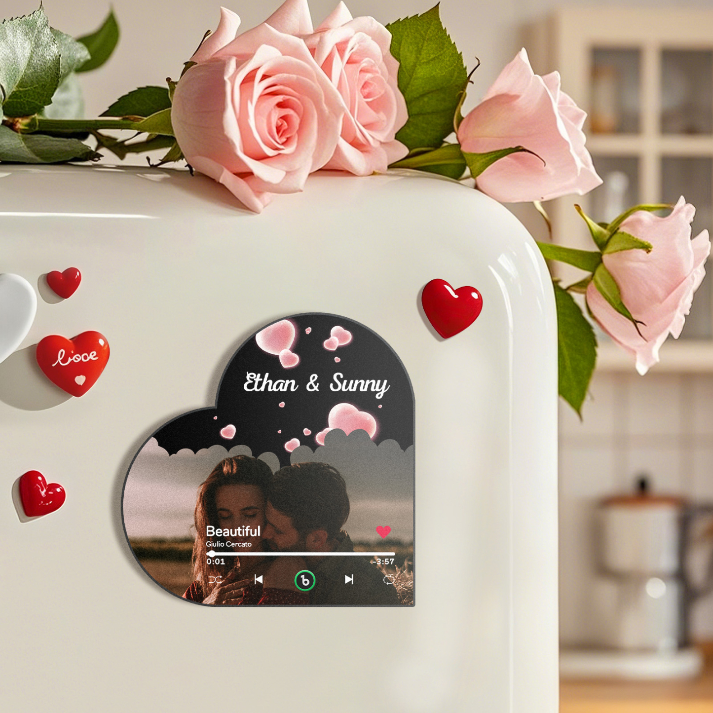 Custom Music Fridge Magnet Custom Heart Frame Album Fridge Magnet Music Wall Photo Sticker