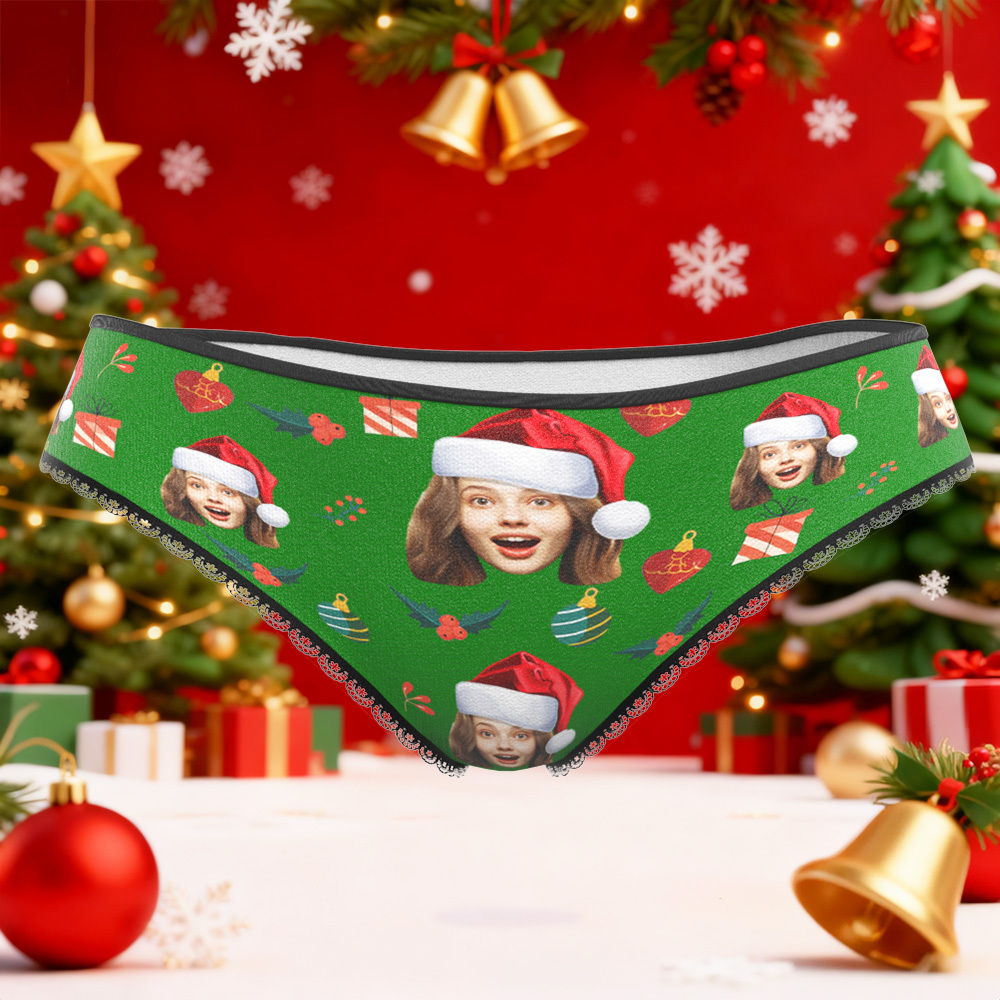 Custom Photo Panties Funny Underwear Briefs Personalized GRINCH I'm all TOASTY INSIDE Photo Gifts For Christmas Women's Briefs - myfacesockseu