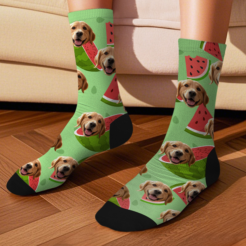 Personalized Face Socks with Photos Custom Hawaii Style Socks for Couples Funny Gift Idea - myfacesockseu