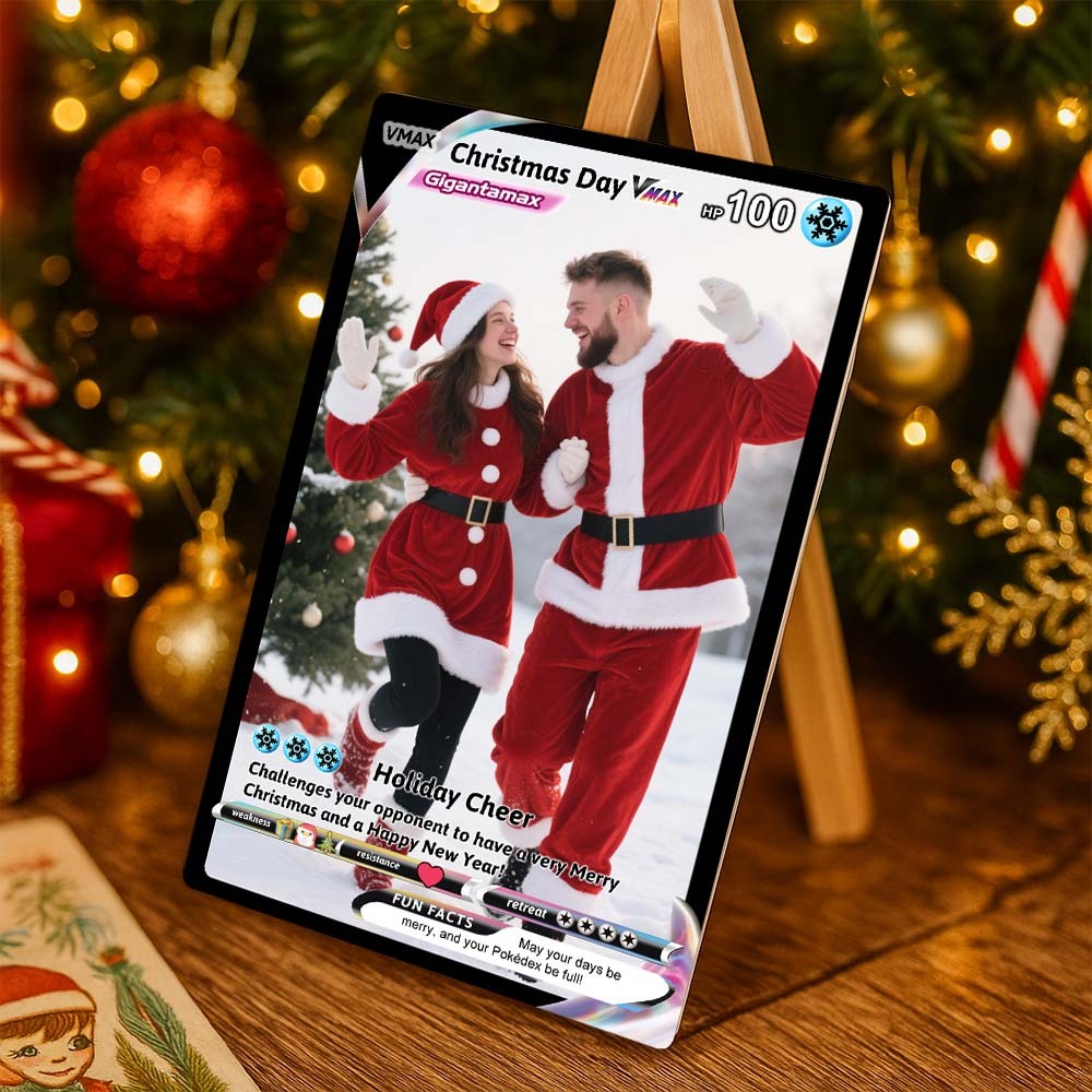 Custom Trading Card Merry Christmas Present for Lover Turn Your Photo into a Unique Collectible Pixel Man Style Card Xmas Gift Idea - myfacesockseu