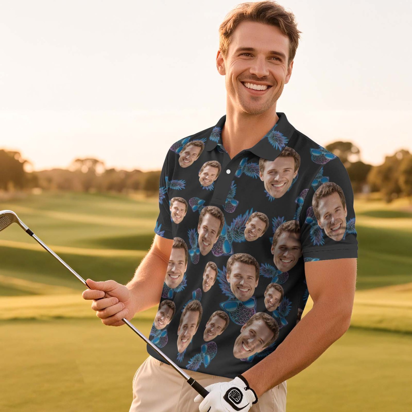 Custom Polo Shirt Best Dad Ever Personalized Face Pineapple Golf Graffiti Polo Shirt Men's Polo Shirt Gift - myfacesockseu