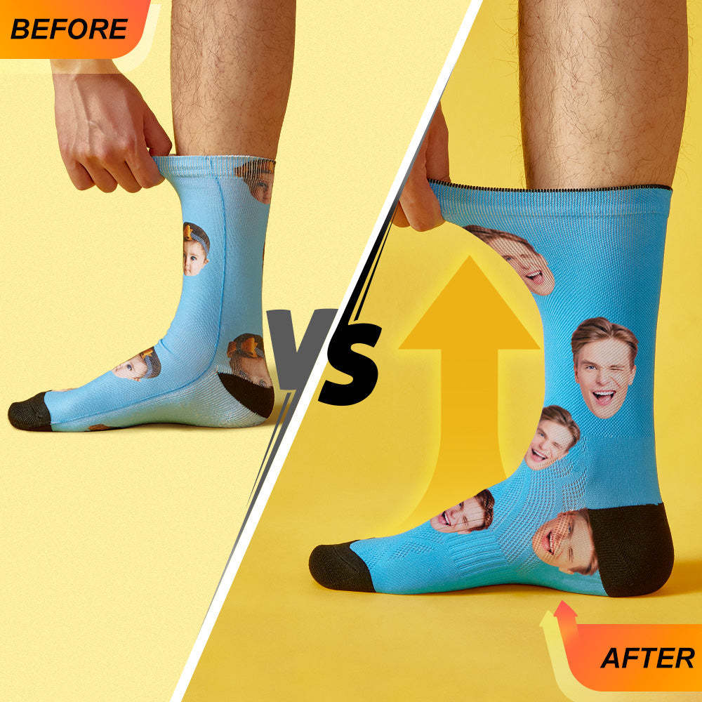 Custom Breathable Face Socks Online Preview Add Pictures Red Hearts Valentine's Day Gifts for Couple - MyFaceSocksEU