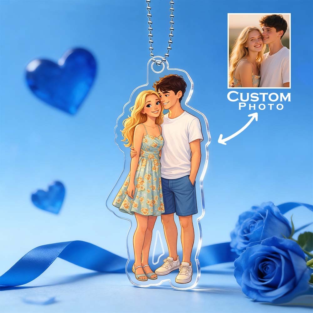 Custom Anime Photo Keychain Valentine's Day Gifts Personalized Acrylic Cartoon Keychain Photo Bag Charm Unique Keepsake Gift For Lover Girlfriend - myfacesockseu