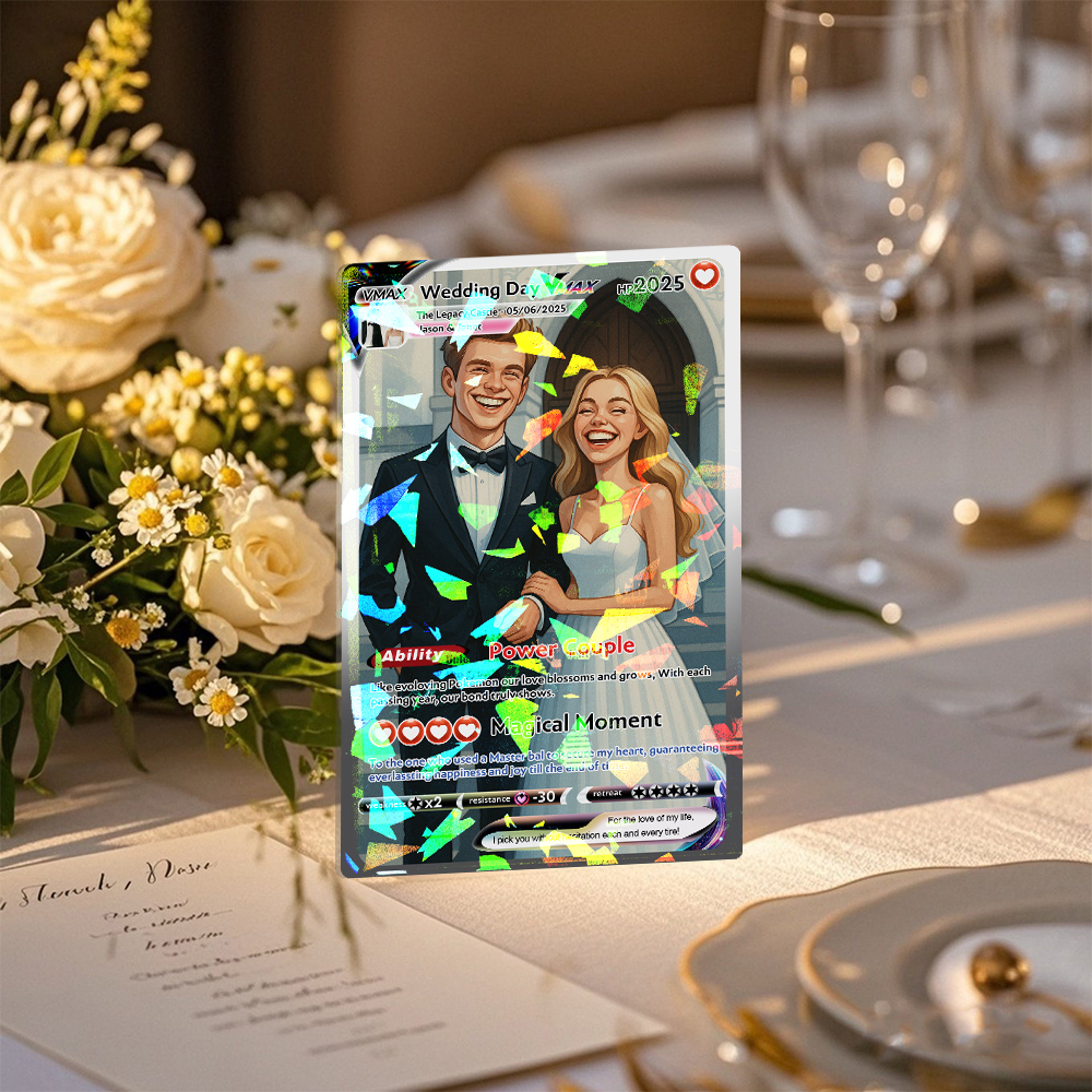 Personalized Poke Card Anime Acrylic Card for Couple Legendary Card Hologram Ornament Anniversary Gift - myfacesockseu