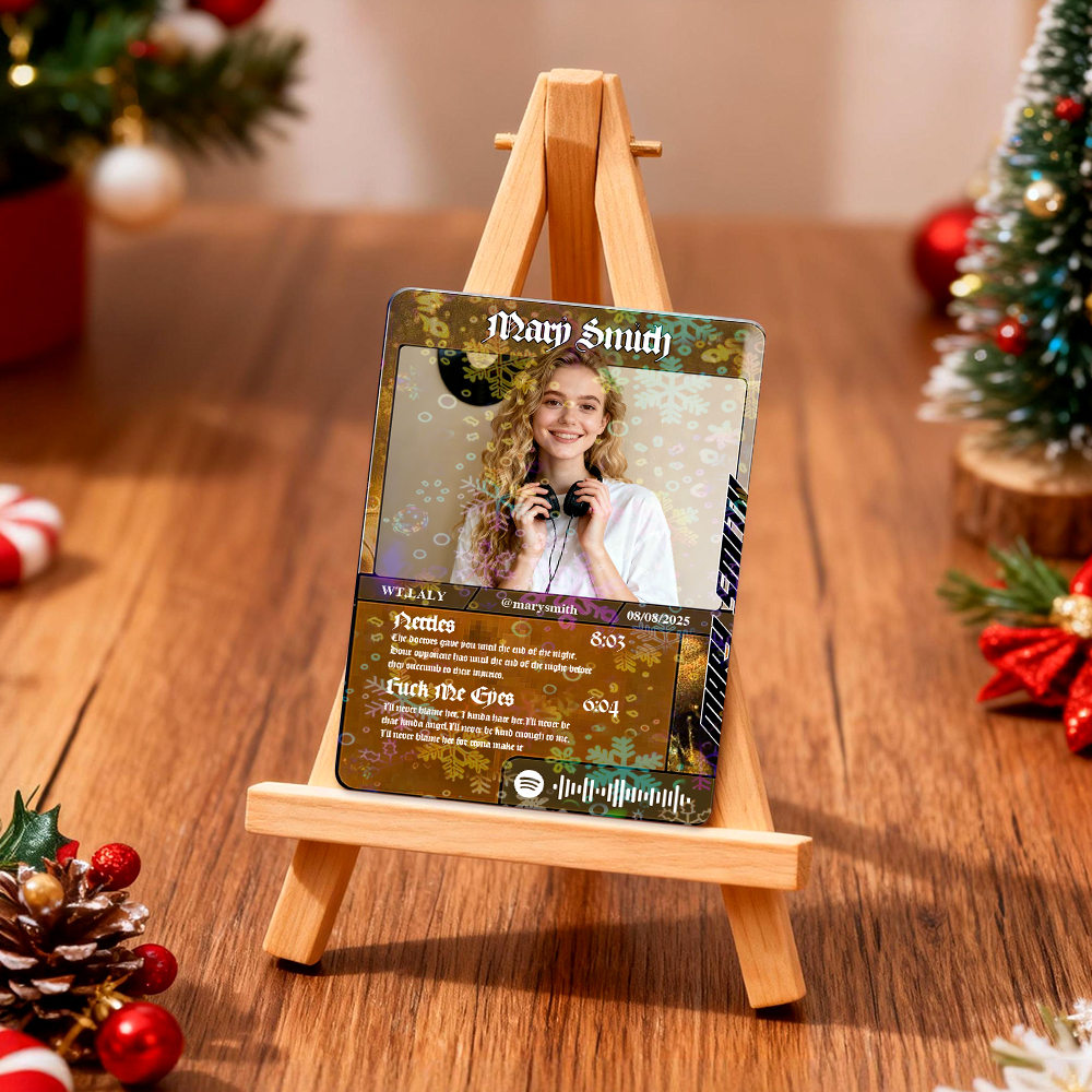 Personalized Photo Trading Card Custom Music Red Audio Track Code Card Valentine Christmas Card Photo Gift With Optional Film Styles Card - myfacesockseu