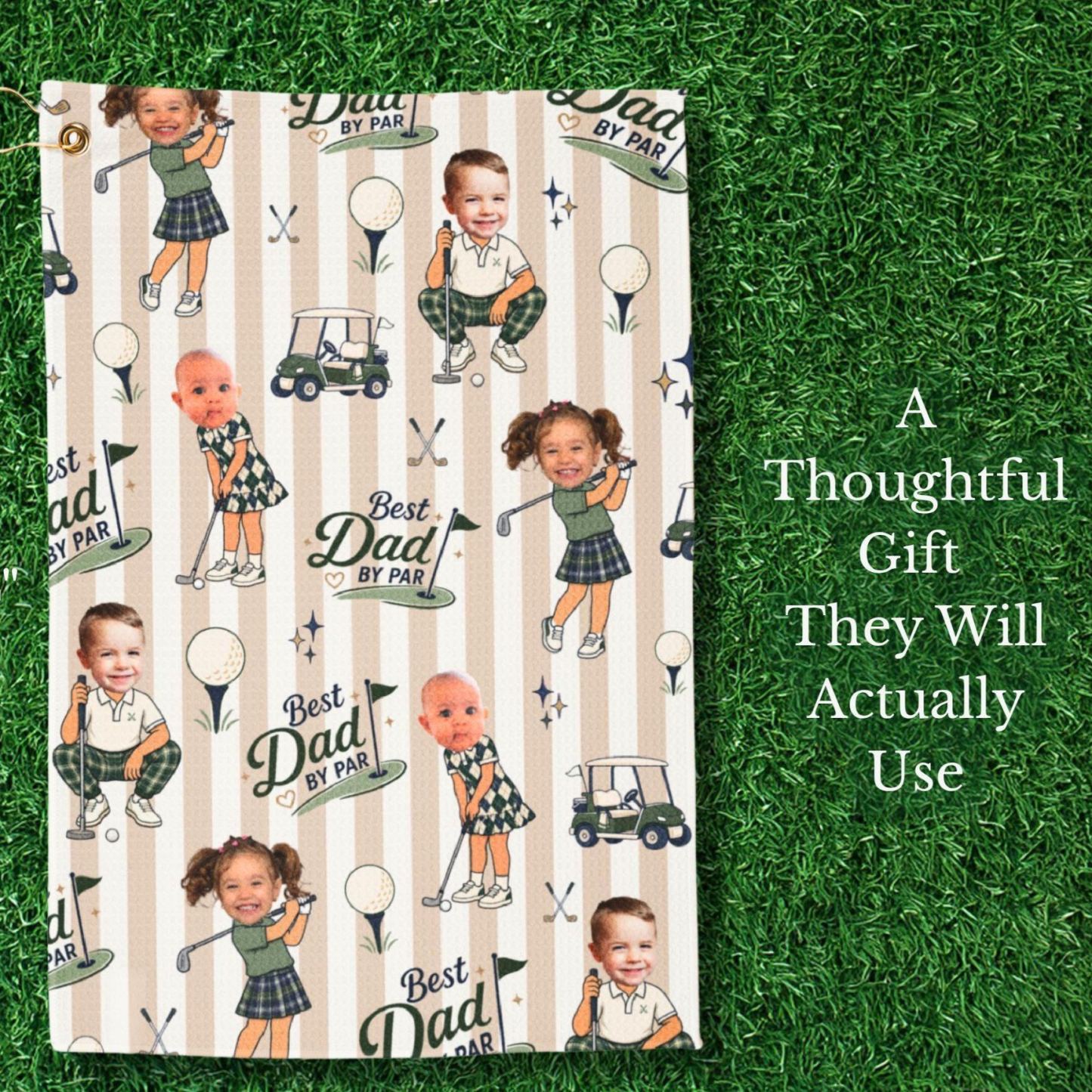 Personalized Golf Towel, Personalized Gift for Dad from Kids, Golf Souvenir for Father's Day - myfacesockseu