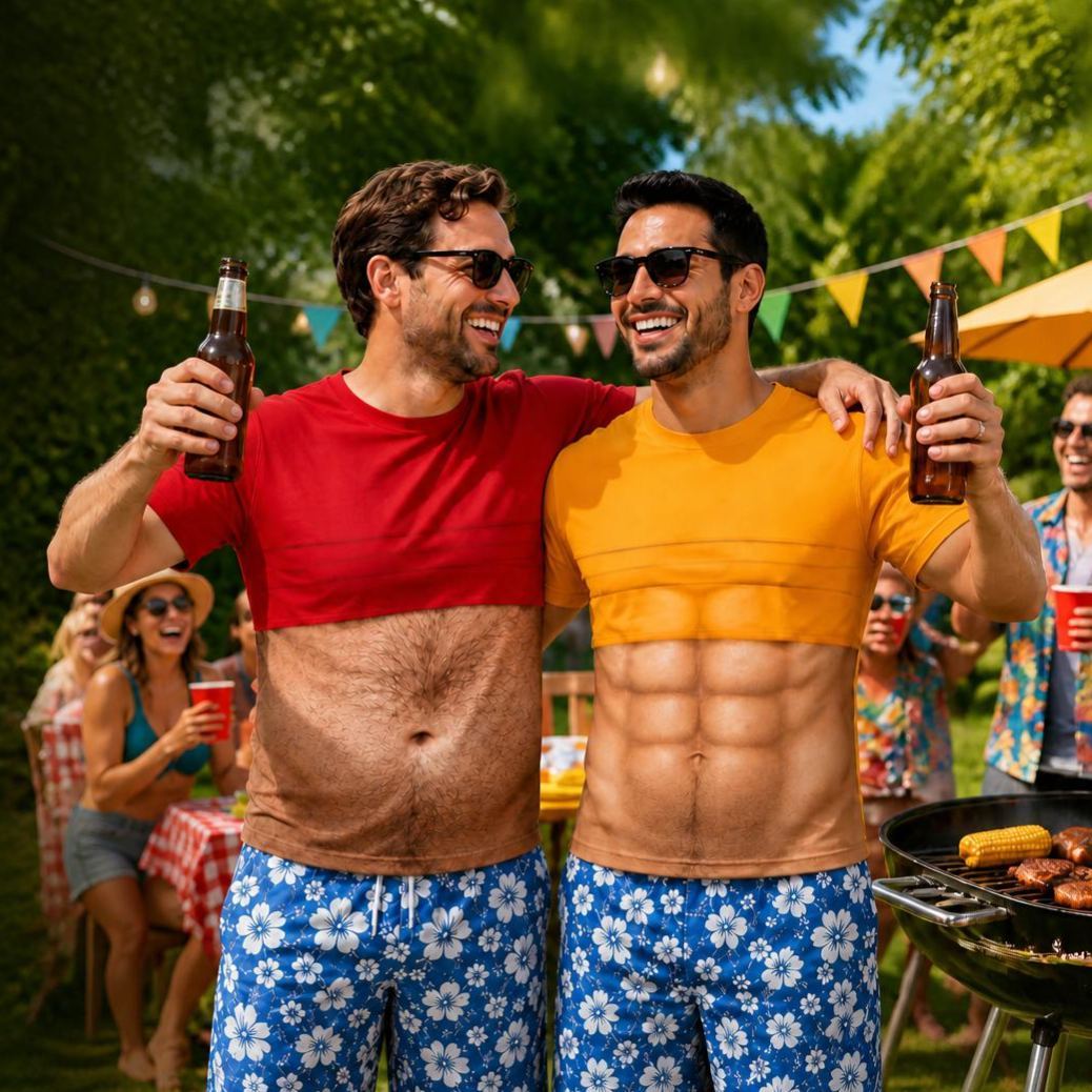 Dad Bod Shirt, Custom Faux Chest Hair Shirt, Personalized Aloha And Chill Shirts, Novelty Tropical Beach Fake Muscle Shirt, Novelty Dad Tee - myfacesockseu