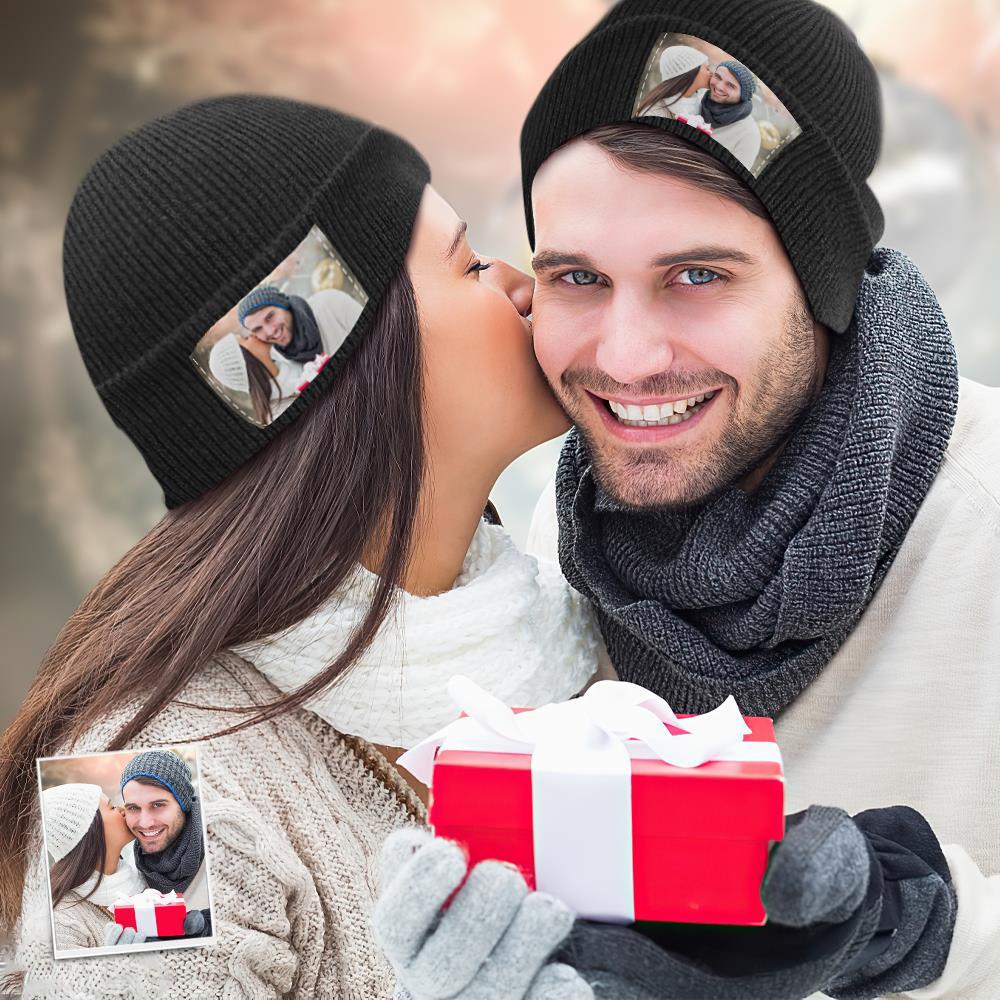 Custom Knit Hat Personalized Unisex Winter Photo Hats Custom Beanie Hats Christmas Gift - MyFaceSocksEU