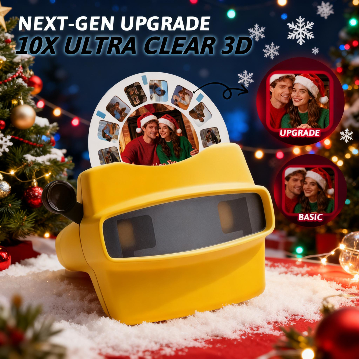 Christmas Gift Custom 3D Viewfinder and Reel  Personalized Pink Christmas Gift with Your Own Photos Text and Photo Viewer Multiple Films Available Red Viewfinder - MyFaceSocksUK