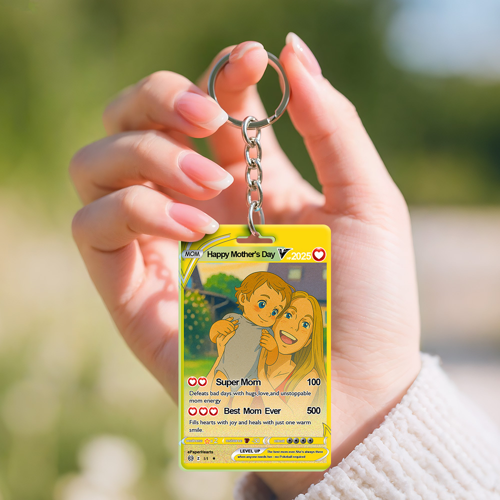 Custom Cartoon Style Keychain Perfect Gift Personalized Cartoon Gift with Photo & Text Acrylic Keychain Gift