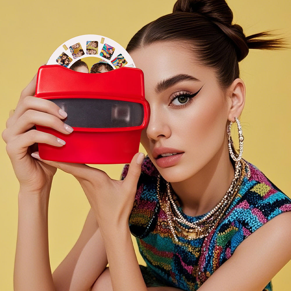 Custom 3D Viewfinder and Reel Personalized Text and Photo Viewer with Your Own Photos Happy Time Record - MyFaceSocksUK