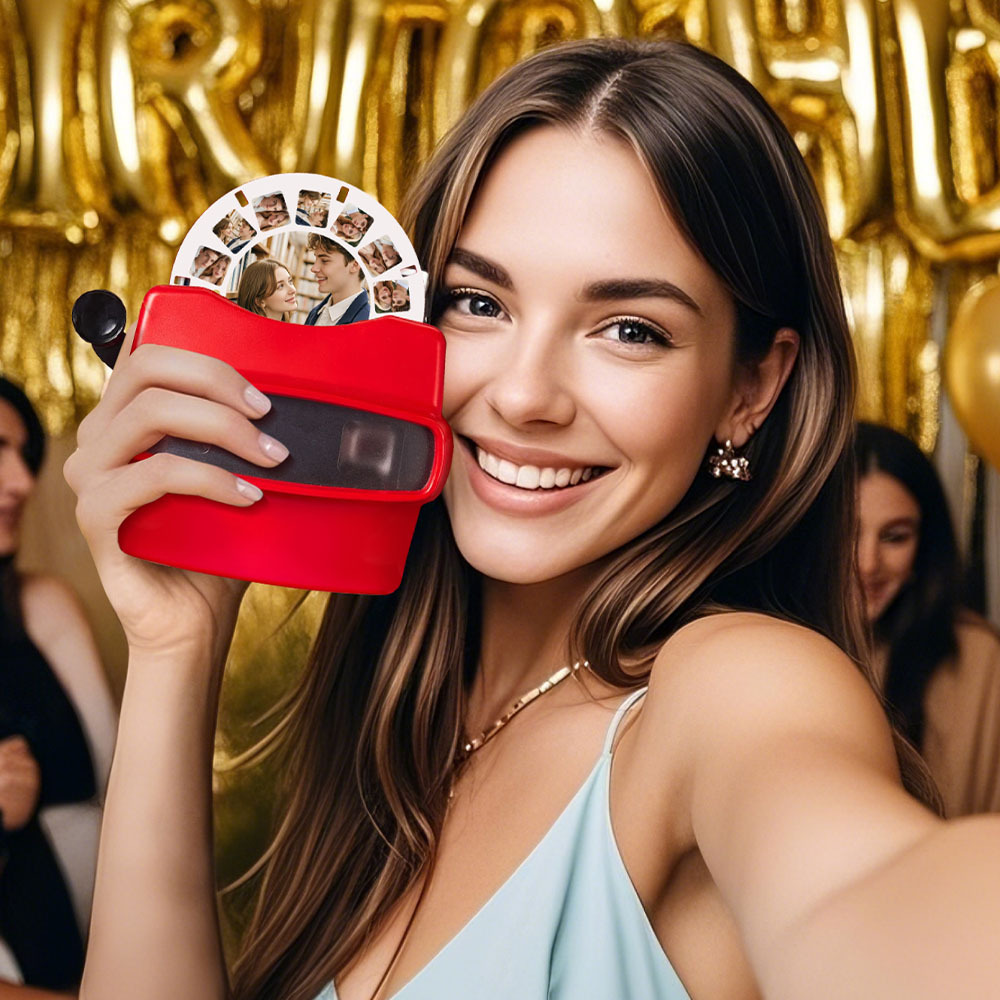 Custom 3D Viewfinder and Reel Personalized Text and Photo Viewer with Your Own Photos Happy Time Record - MyFaceSocksUK