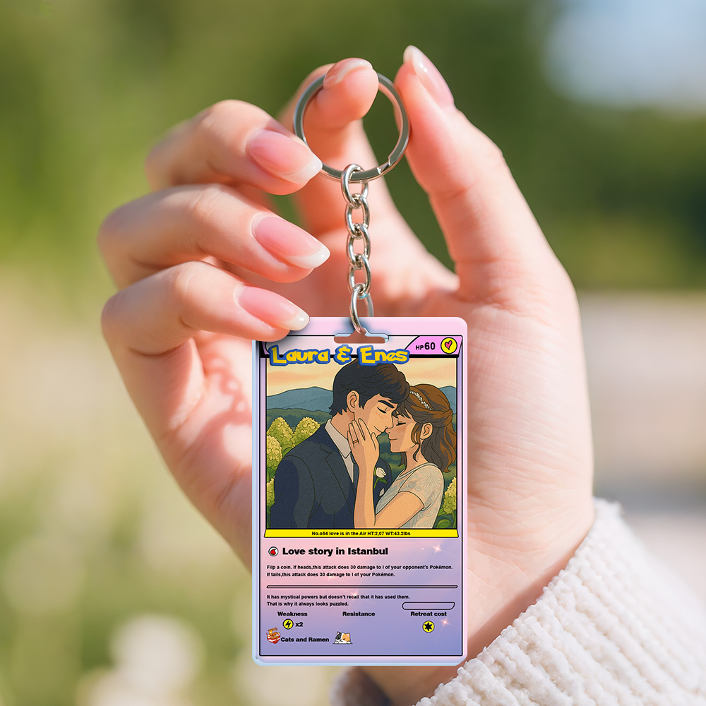 Custom Cartoon Style Keychain Perfect Gift Personalized Cartoon Gift with Photo & Text Acrylic Keychain Gift