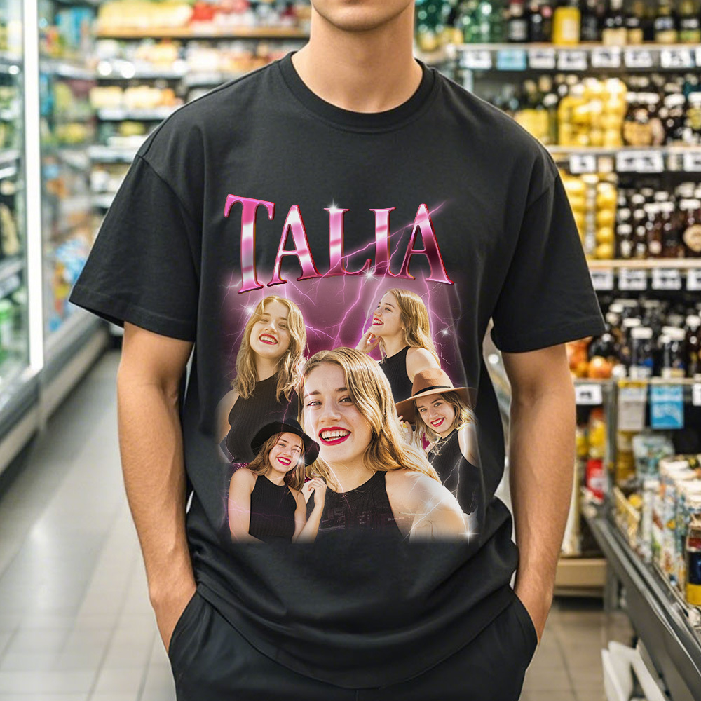 Custom Photo Vintage Tee Personalized Name T-shirt Girlfriend Shirt