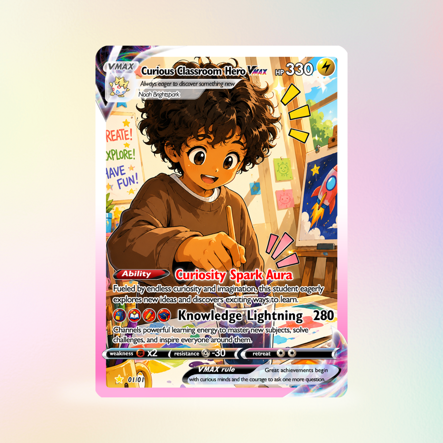 Back to School Personalized Pok Card - Custom Card with Anime Picture for Kids, Students - First Day of School Gift from Parents