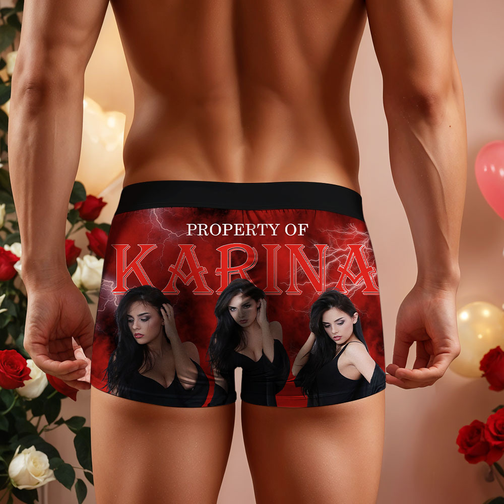 Custom Mens Vintage Photo Boxer Personalized Belt Color Face Boxers Valentines Day Underwear - MyFaceSocksUK