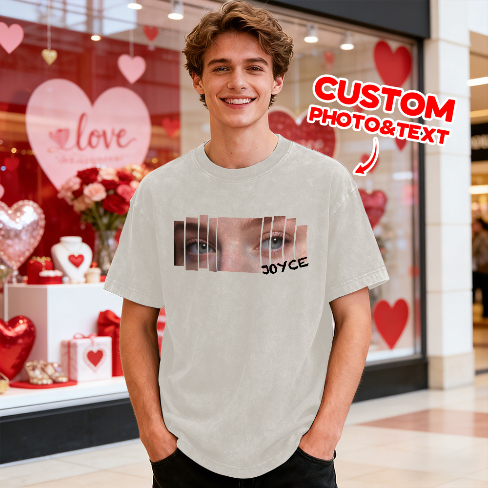 Anniversary Gifts Custom Eyes Shirt Girlfriend Eyes Tee Personalized Photo and Name for Lovers