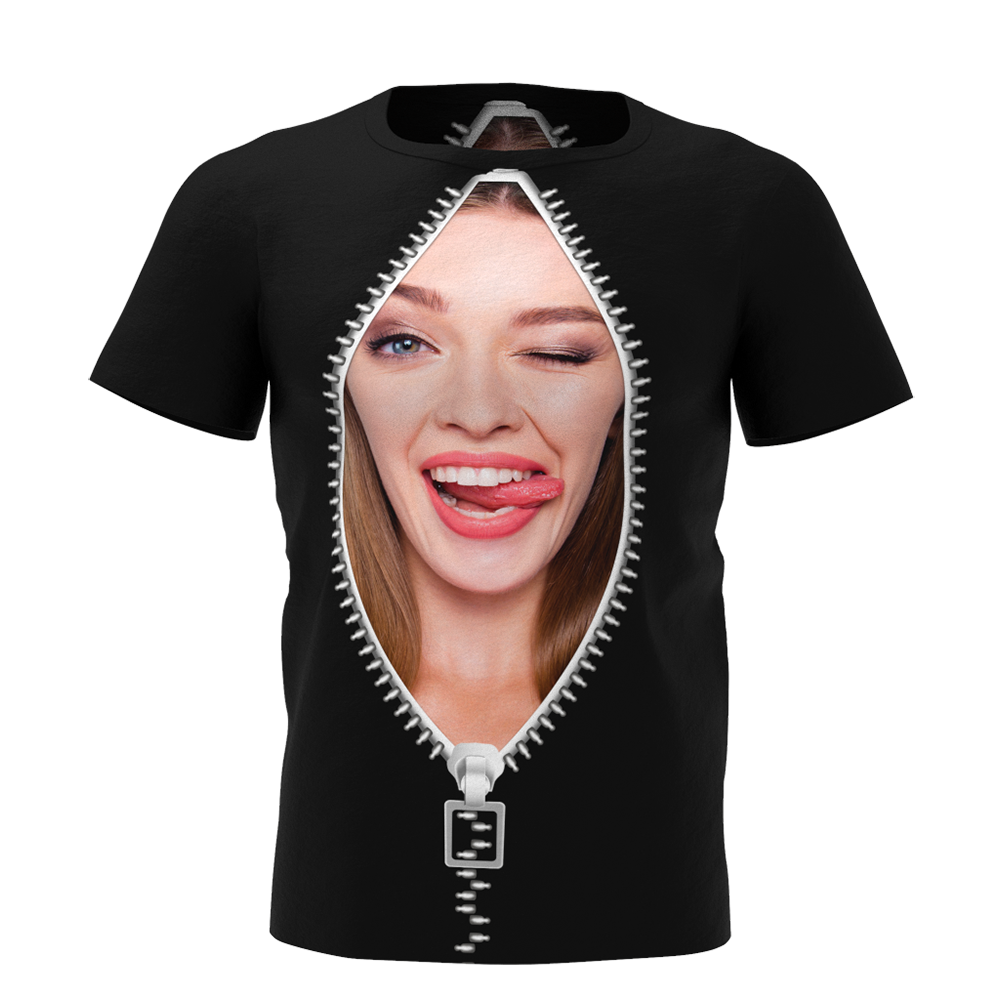 Custom Face Zipper All Over Print T-shirt - MyfaceTshirt