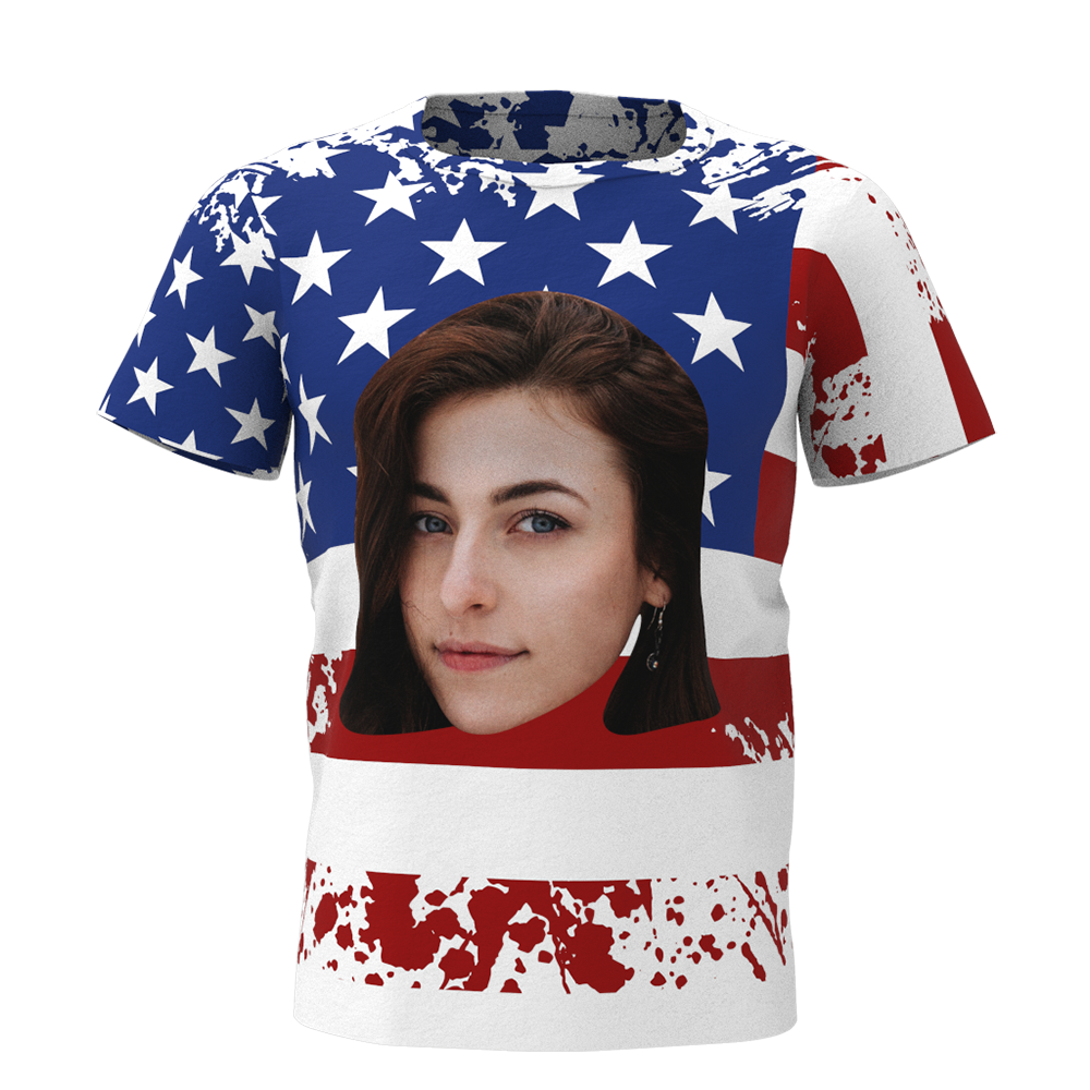 Custom Face American Flag T-shirt - MyfaceTshirt