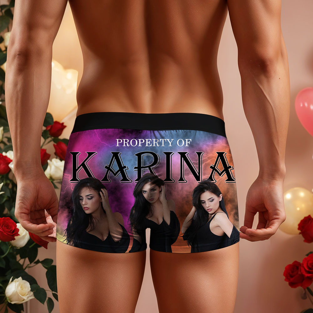 Custom Mens Vintage Photo Boxer Personalized Belt Color Face Boxers Valentines Day Underwear - MyFaceSocksUK