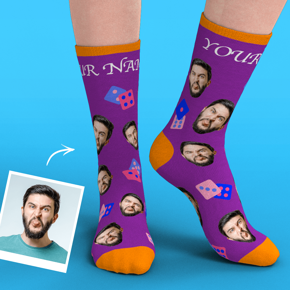 Custom Face Socks Add Pictures-Dice