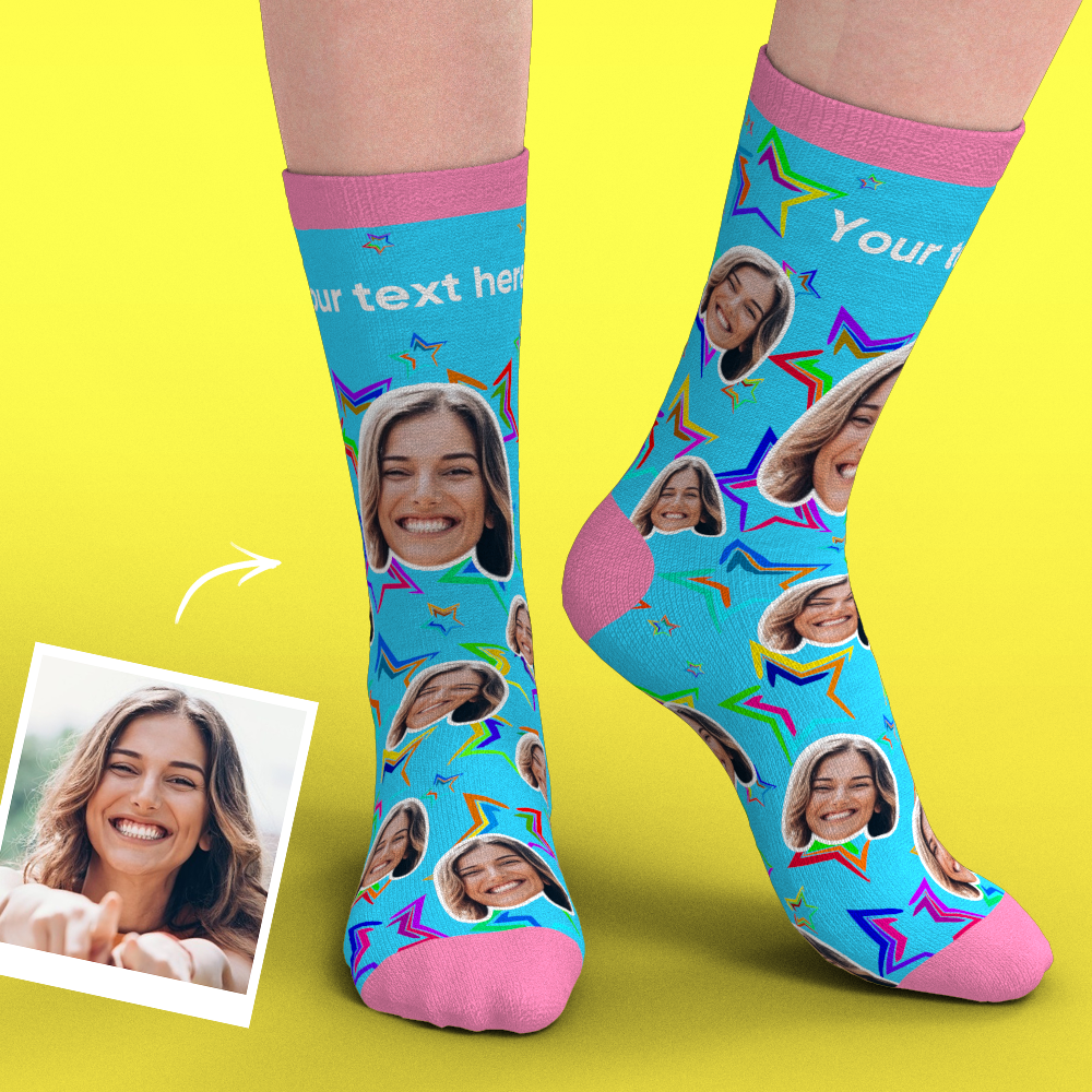 Custom Face Socks Add Pictures-Stars