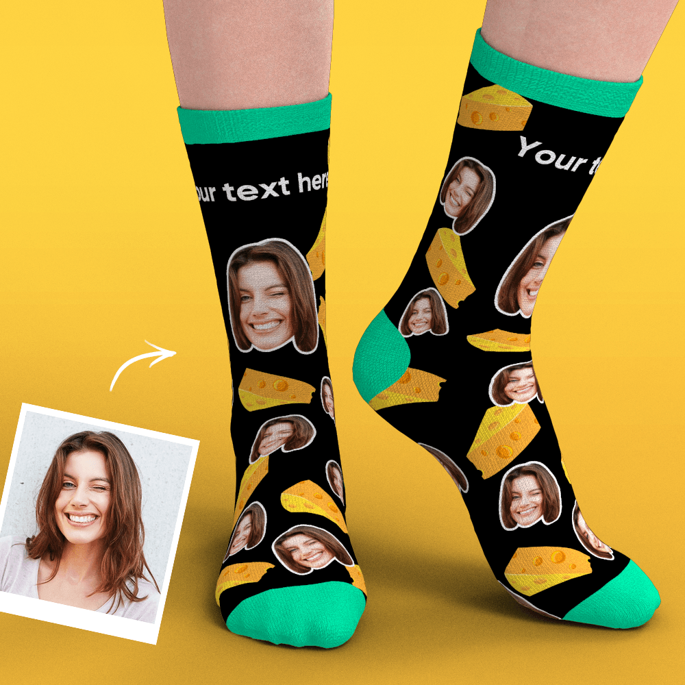 Custom Face Socks Add Pictures-Cheese