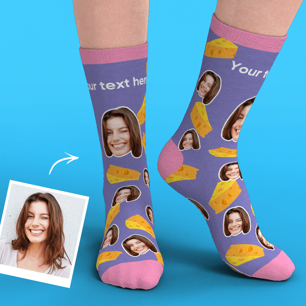 Custom Face Socks Add Pictures-Cheese