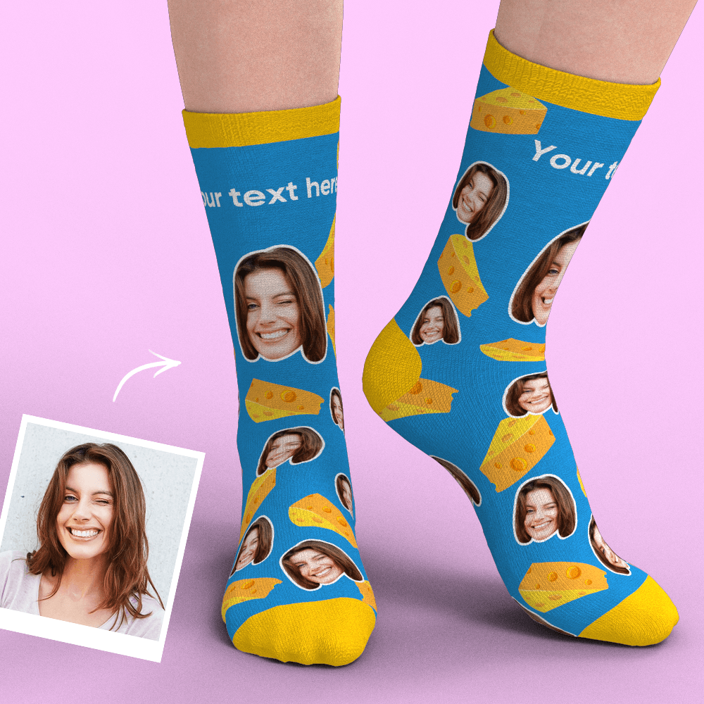 Custom Face Socks Add Pictures-Cheese