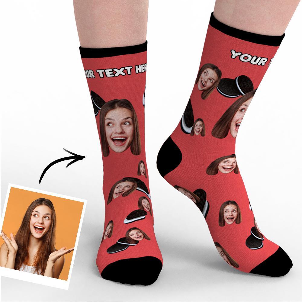 Custom Face Socks Add Pictures-Biscuit