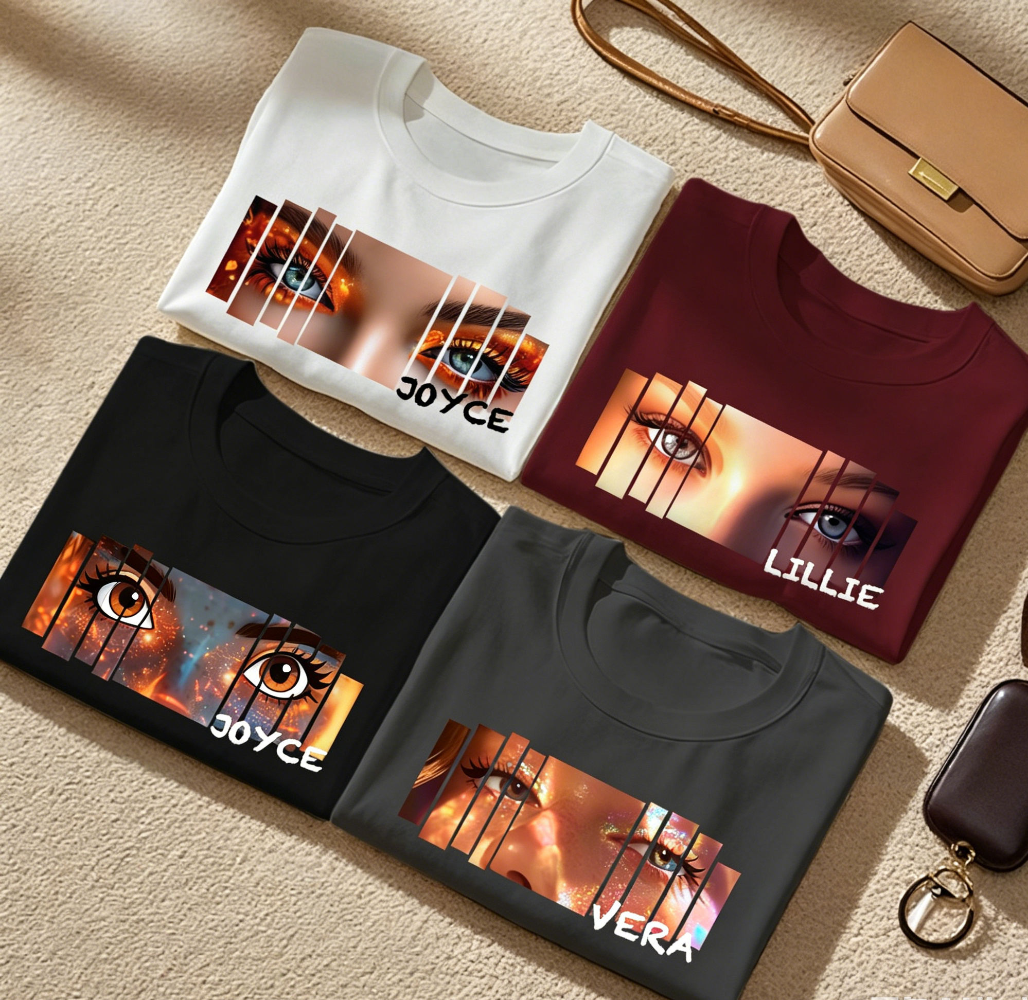 Custom Retro Comic Eyes Shirt, Personalized Name Graphic Tee, Aesthetic Unique Eye Art T-Shirt, Customizable Streetwear for Women Men