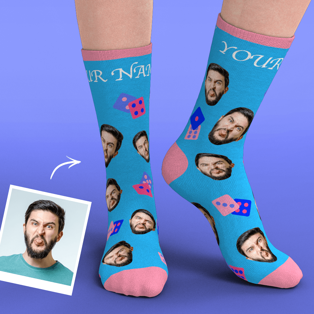 Custom Face Socks Add Pictures-Dice