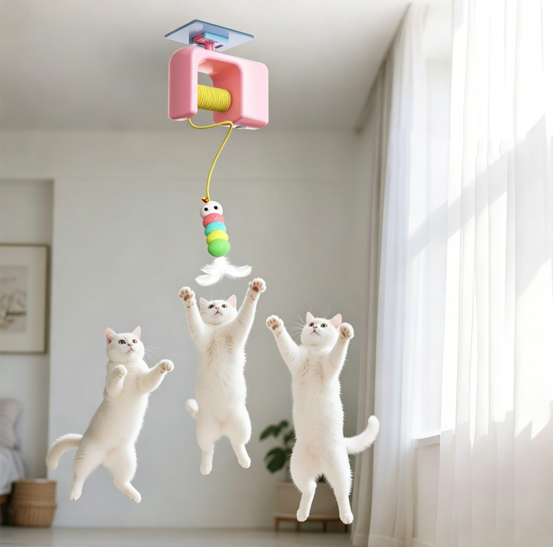 Cat Yo-Yo Cat Toy Funny Cat Stick Caterpillar Automatic Electric Smart Hanging Door Self-Happiness and Boredom Relief Artifact for Pets - MyFaceSocksUK