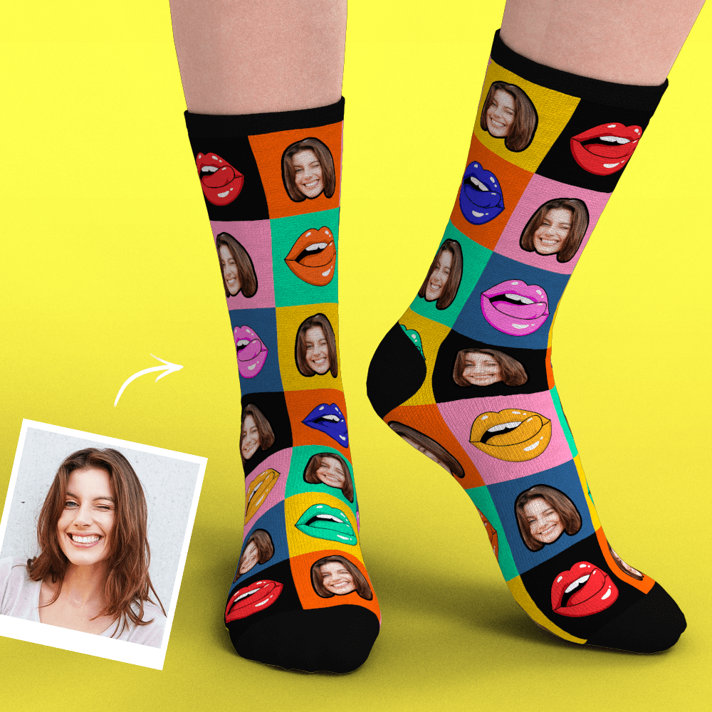 Custom Face Socks Add Pictures Colorful Mouth