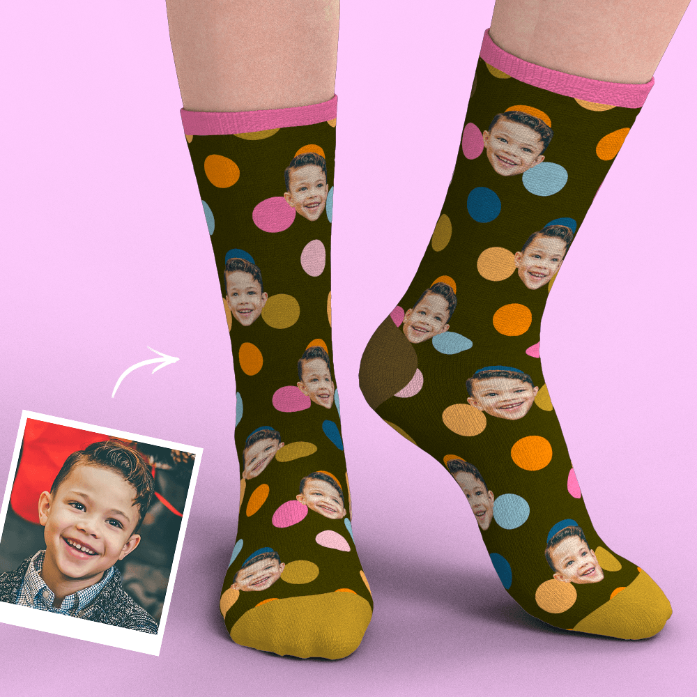 Custom Face Socks Add Pictures-Colorful Circle