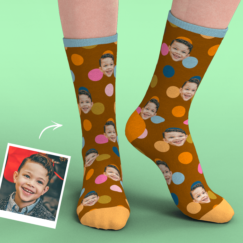 Custom Face Socks Add Pictures-Colorful Circle