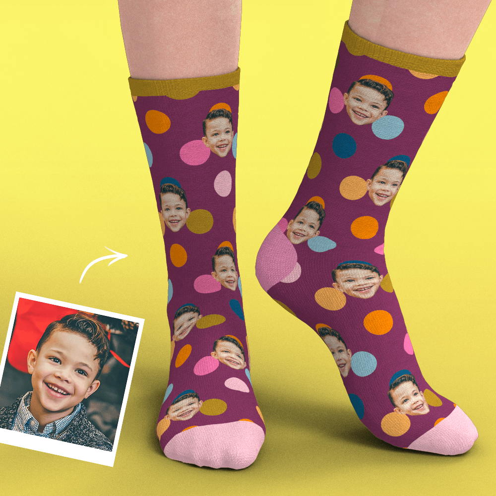 Custom Face Socks Add Pictures-Colorful Circle