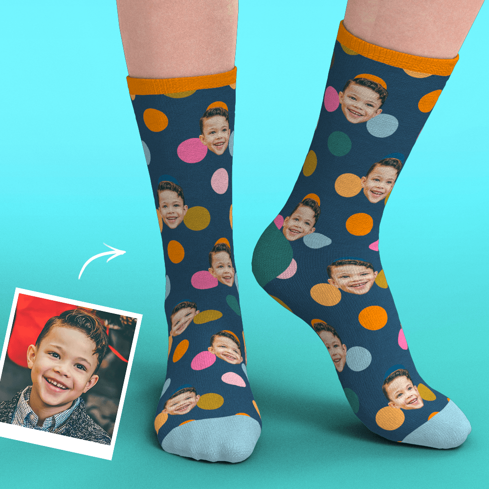 Custom Face Socks Add Pictures-Colorful Circle