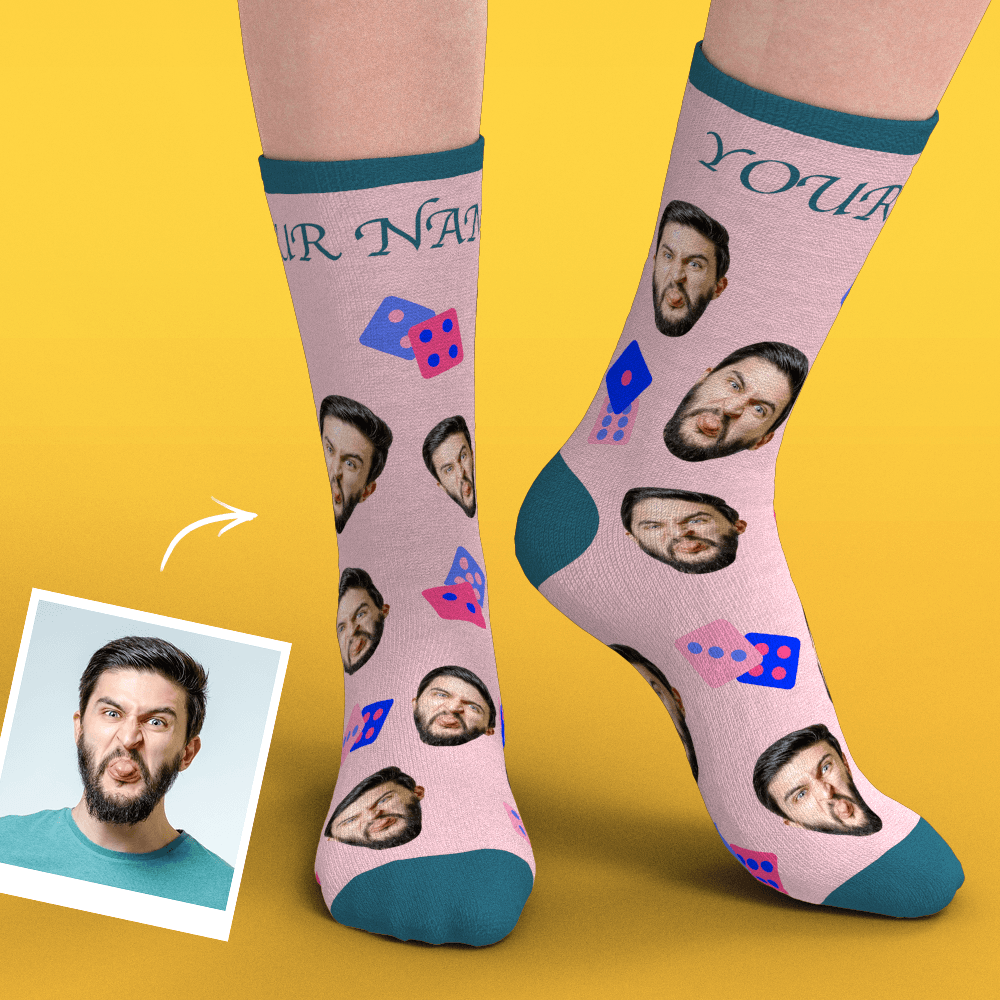 Custom Face Socks Add Pictures-Dice