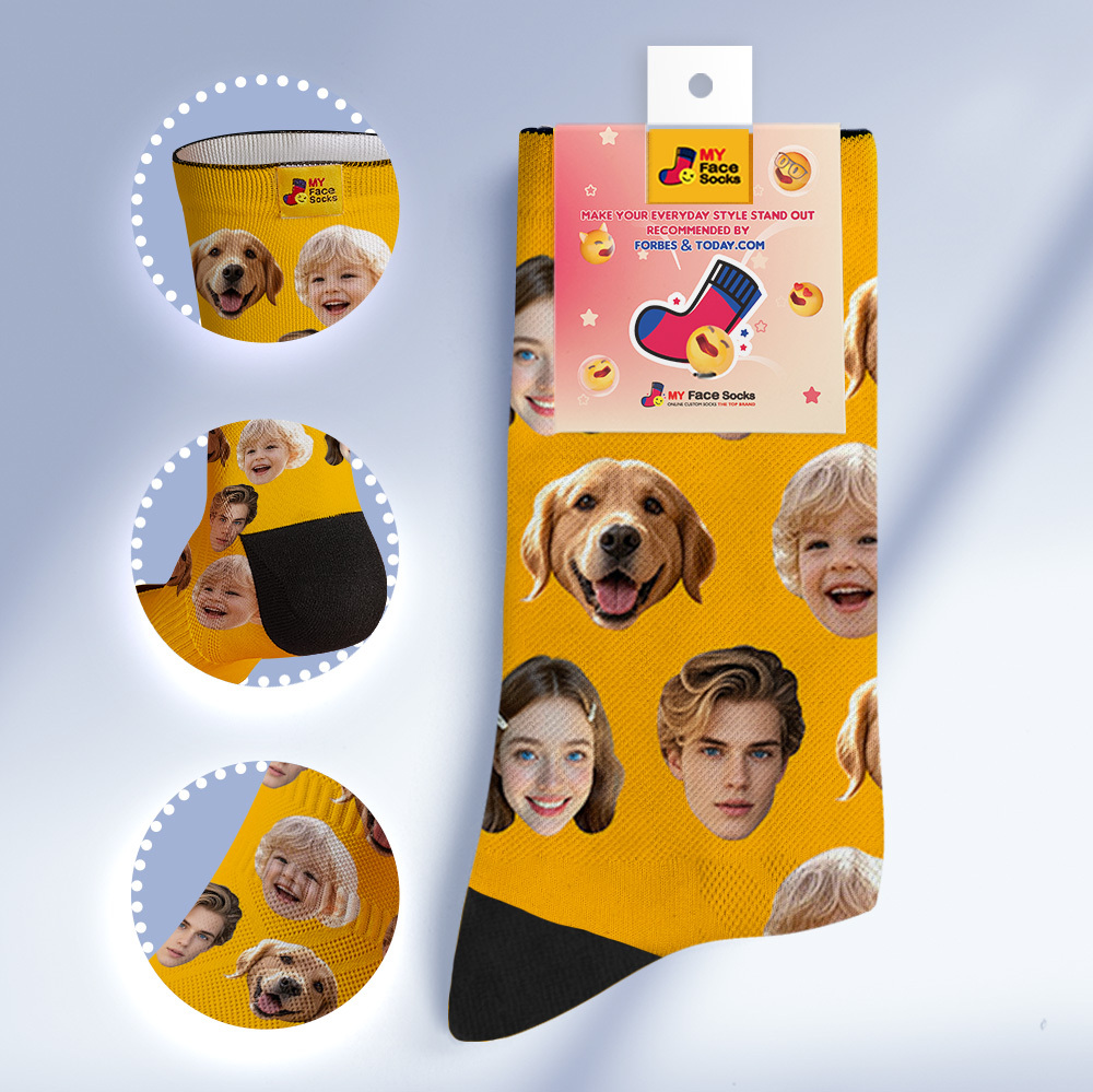 Custom Face Socks Personalized Socks with Faces Photo Red Funny Gift Photo Family Socks - MyFaceSocksUK
