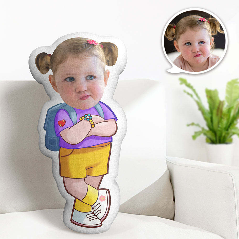 Custom Face Pillow Minime Little Girl Doll Personalized Photo Gifts for Kids - MyPhotoBoxerUk