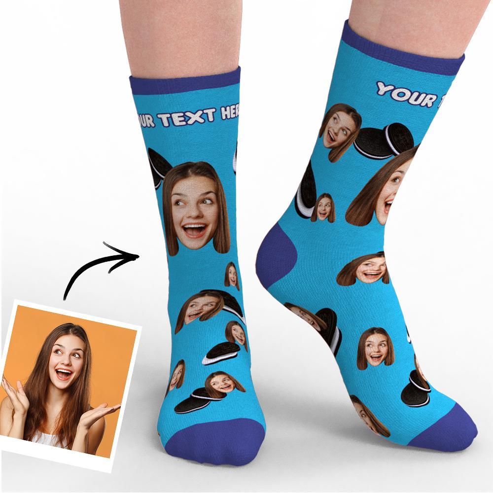 Custom Face Socks Add Pictures-Biscuit